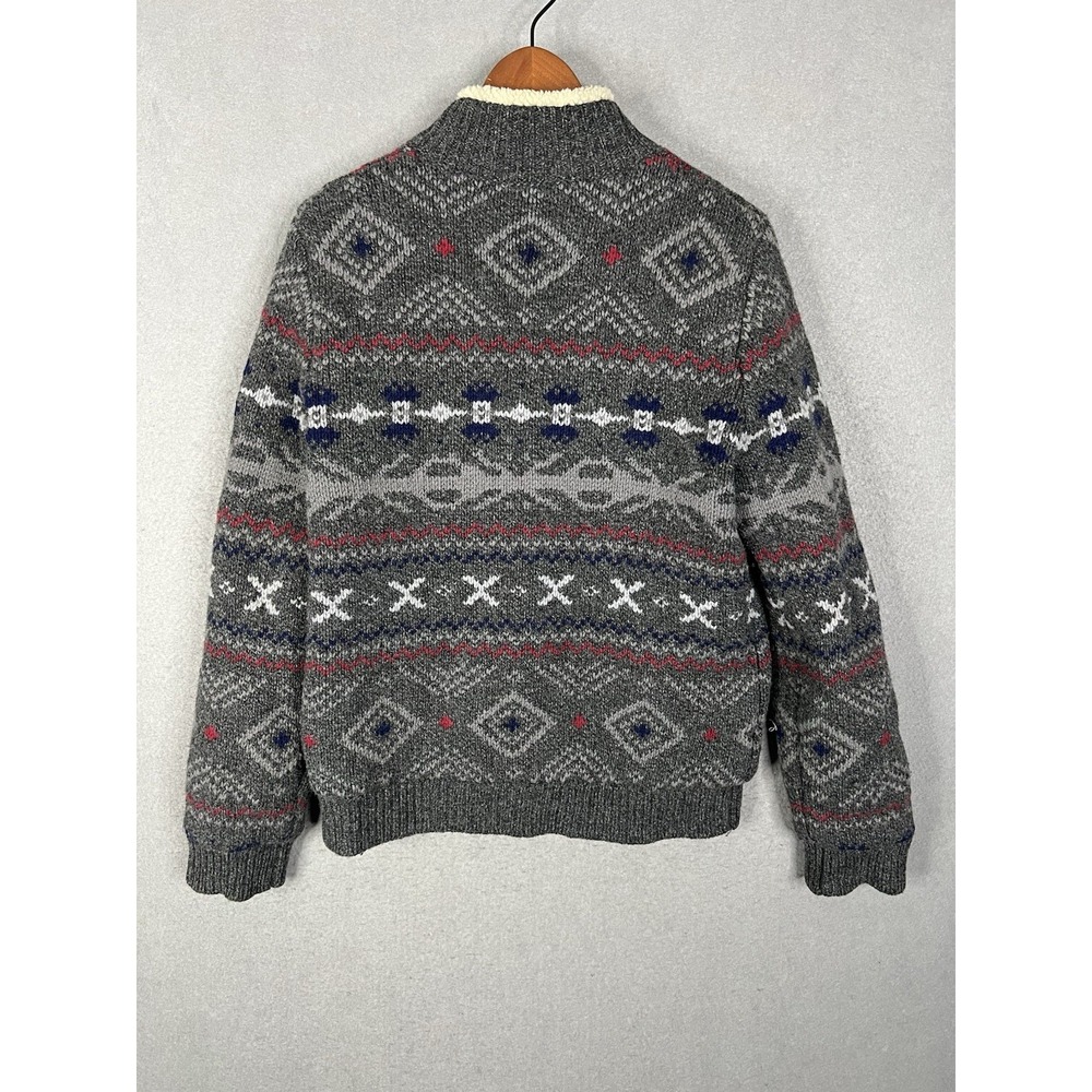 Vintage LL Bean Lambswool Sherpa Lined Sweater Jacket Mens Size S - Picture 8 of 8